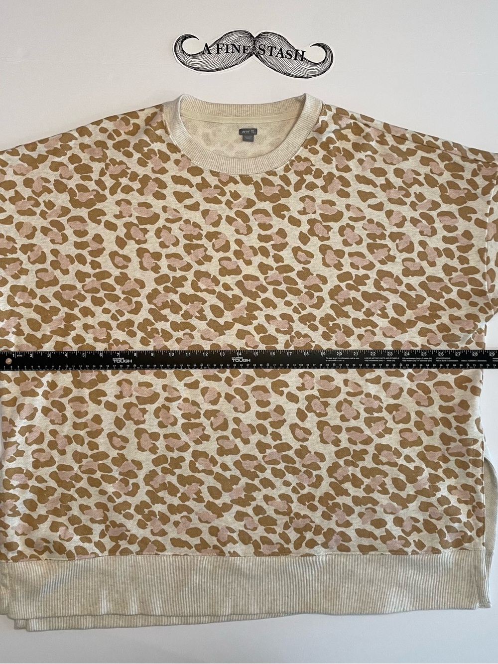 aerie Leopard Print Crewneck Sweatshirt - Tan & Light Pink